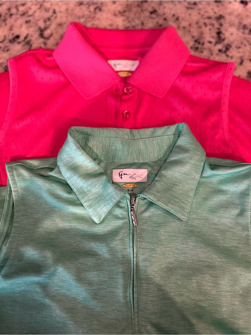 Greg Norman Collection Sleeveless Polo Tops in Hot Pink and Mint